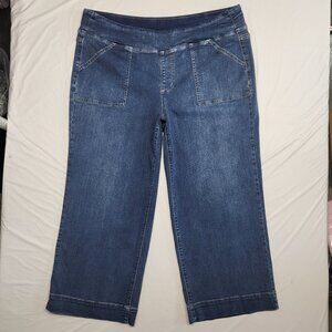Belle Kim Gravel Jeans Pull On Womens 22W (Fit 42 X 24 ) Crop Wide Leg Pockets